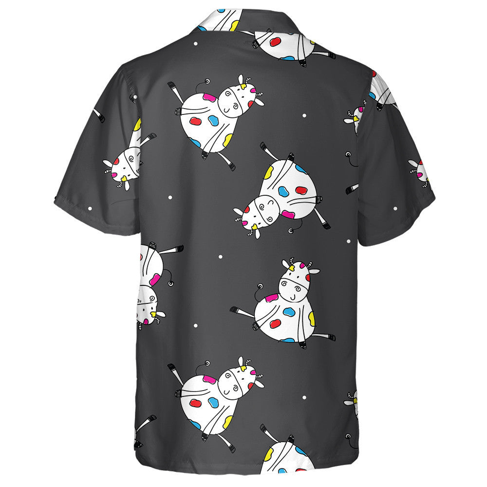 Cartoon Character Colorful Cow Doodle Style Hawaiian Shirt, Hawaiian Shirt Gift, Christmas Gift