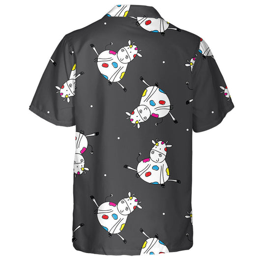 Cartoon Character Colorful Cow Doodle Style Hawaiian Shirt, Hawaiian Shirt Gift, Christmas Gift