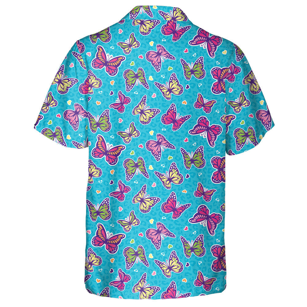 Téama Croí Beag Agus Féileacán ar Léine Haváís Gorm Liopard, Bronntanas Léine Haváíais, Bronntanas Nollag