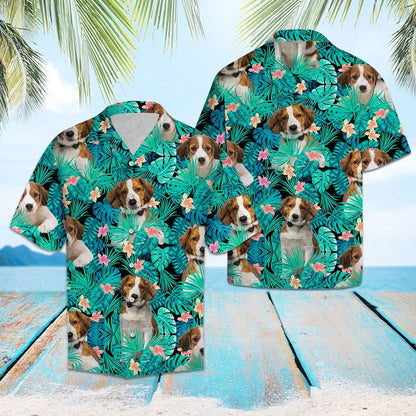 Kooikerhondje Dog Among Tropical Leaves And Flowers Hawaiian Shirt, Hawaiian Shirt Gift, Christmas Gift