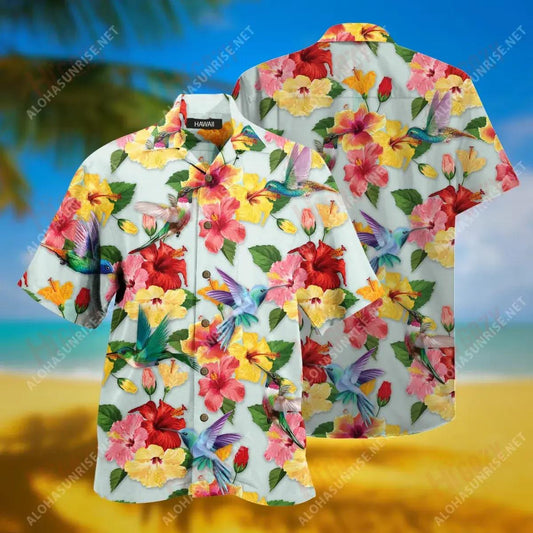 Léine Gearr Muinchille Unisex Hummingbird Léinte T haváíais Oirbheartaíochta Patrún Léine haváíais, Bronntanas Léine Haváíais, Bronntanas Nollag