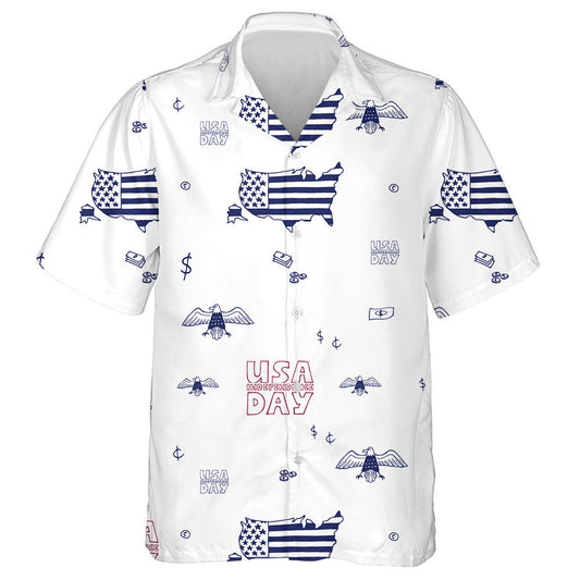 USA Independence Day Hand Drawn Symbols Pattern Hawaiian Shirt, Hawaiian Shirt Gift, Christmas Gift