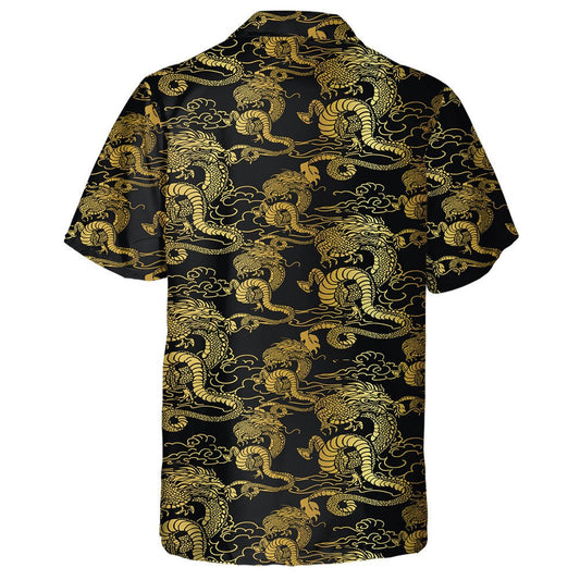 Japanese Chinese Dragon Oriental Line Art Hawaiian Shirt, Hawaiian Shirt Gift, Christmas Gift