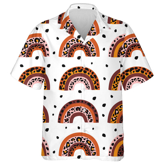 Tropical Style With Rainbow And Leopard Hawaiian Shirt, Hawaiian For Gift