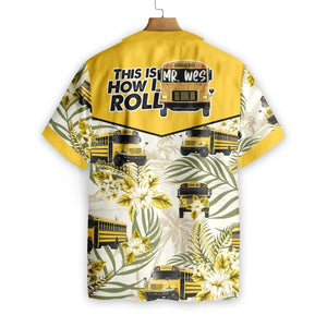School Bus Driver With Hibiscus Custom Name Hawaiian Shirt, Hawaiian Shirt Gift, Christmas Gift