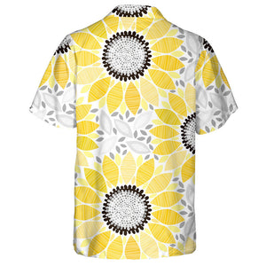 Abstract Sunflowers And Floral Illustration On White Background Hawaiian Shirt, Hawaiian Shirt Gift, Christmas Gift