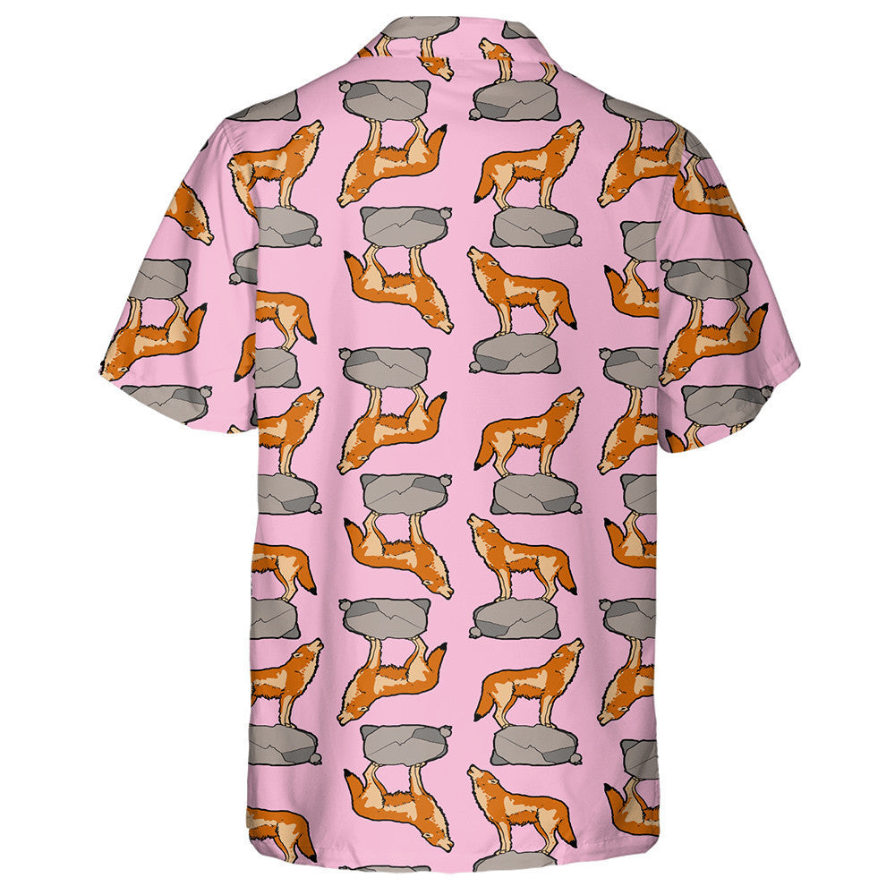 The Coyote Wolf Is Standing On The Rock Hawaiian Shirt,Hawaiian Shirt Gift, Christmas Gift