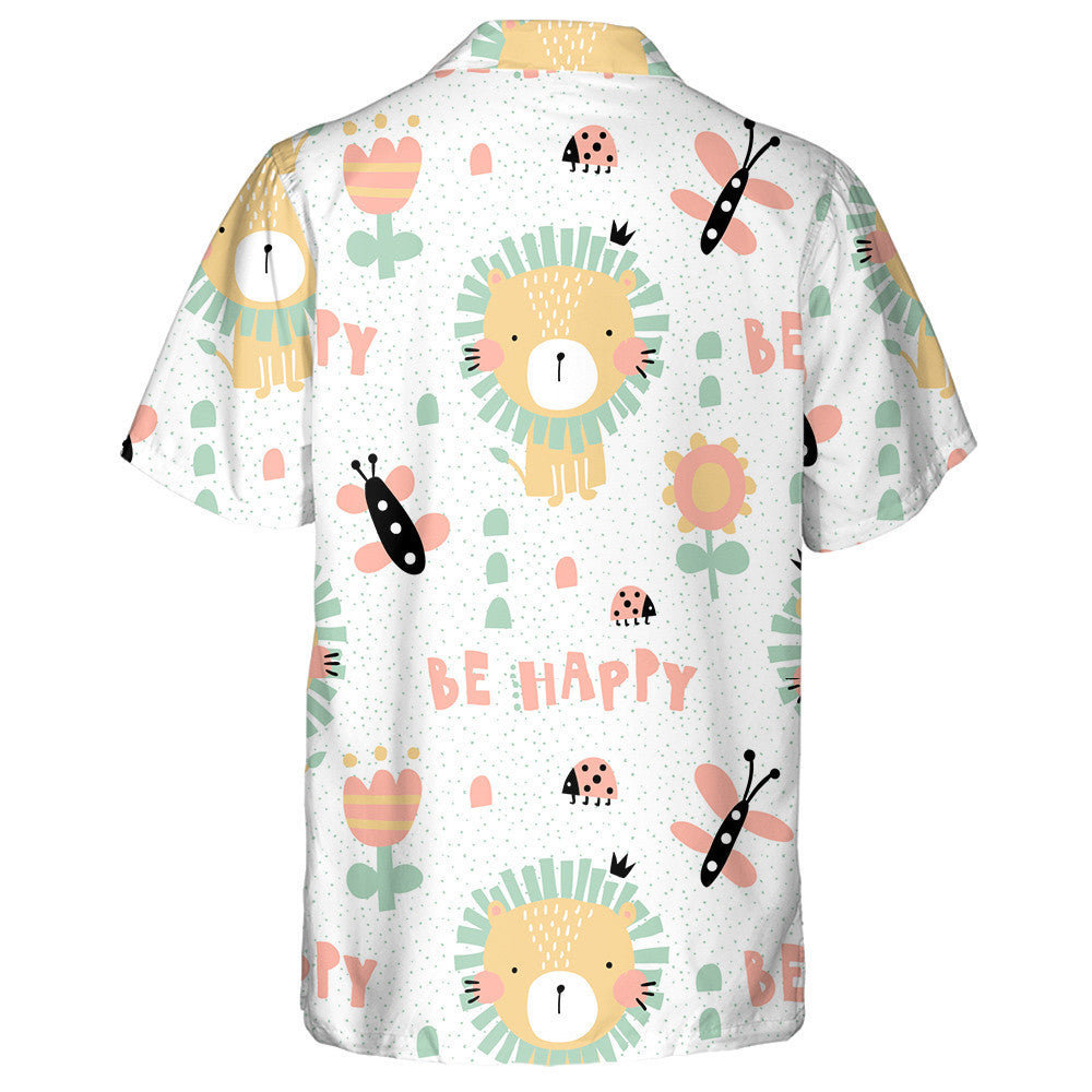 Lovely Lion Butterfly Beetle And Flowers Hawaiian Shirt,Hawaiian Shirt Gift, Christmas Gift