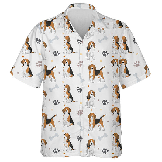 Funny Beagle Active Dog Bone And Paw Hawaiian Shirt, Hawaiian Shirt Gift, Christmas Gift