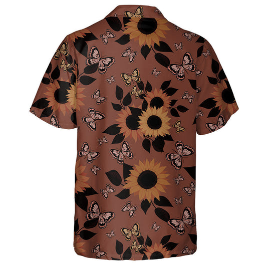 Féileacáin Sióg Agus Lusanna Gréine ar Chúlra Dath Dóite Léine Haváís, Bronntanas Léine Haváí, Bronntanas Nollag