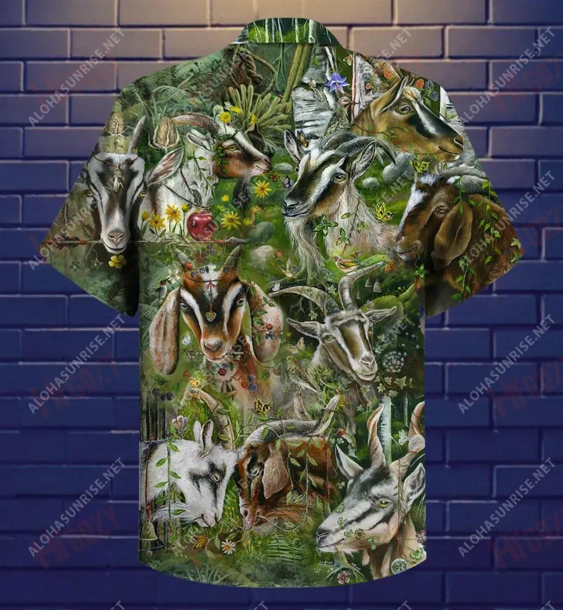 Gabhar Fiáin Léine Gearr Haváís Unisex Léine Aigéan Aloha Léinte Haváise Saincheaptha Léinte Greannmhar Haváís, Bronntanas Léine Haváís, Bronntanas Nollag