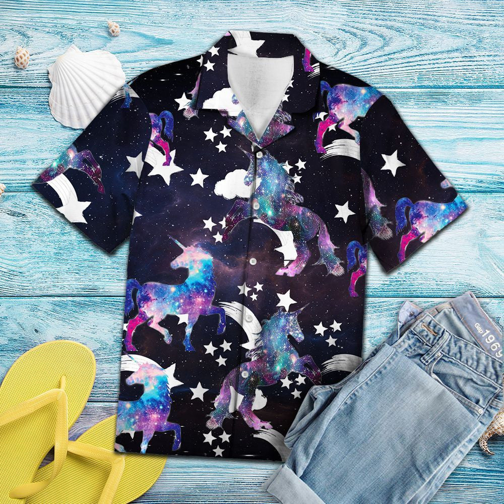 Awesome Unicorn With White Stars Hawaiian Shirt, Hawaiian For Gift