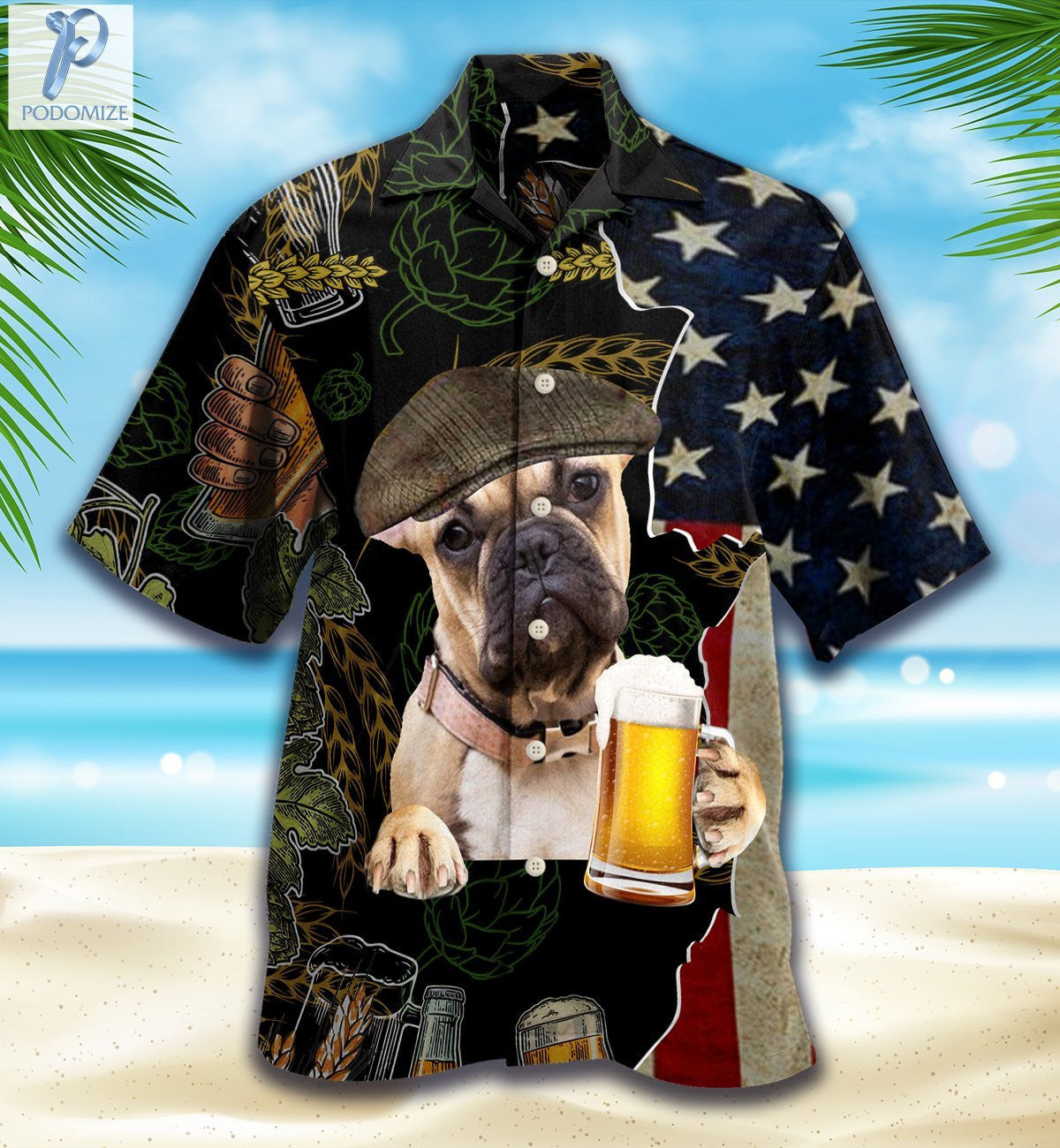 Patrún Bulldog Francach Agus Beoir Léine Haváís, Bronntanas Léine Haváíais, Bronntanas Nollag