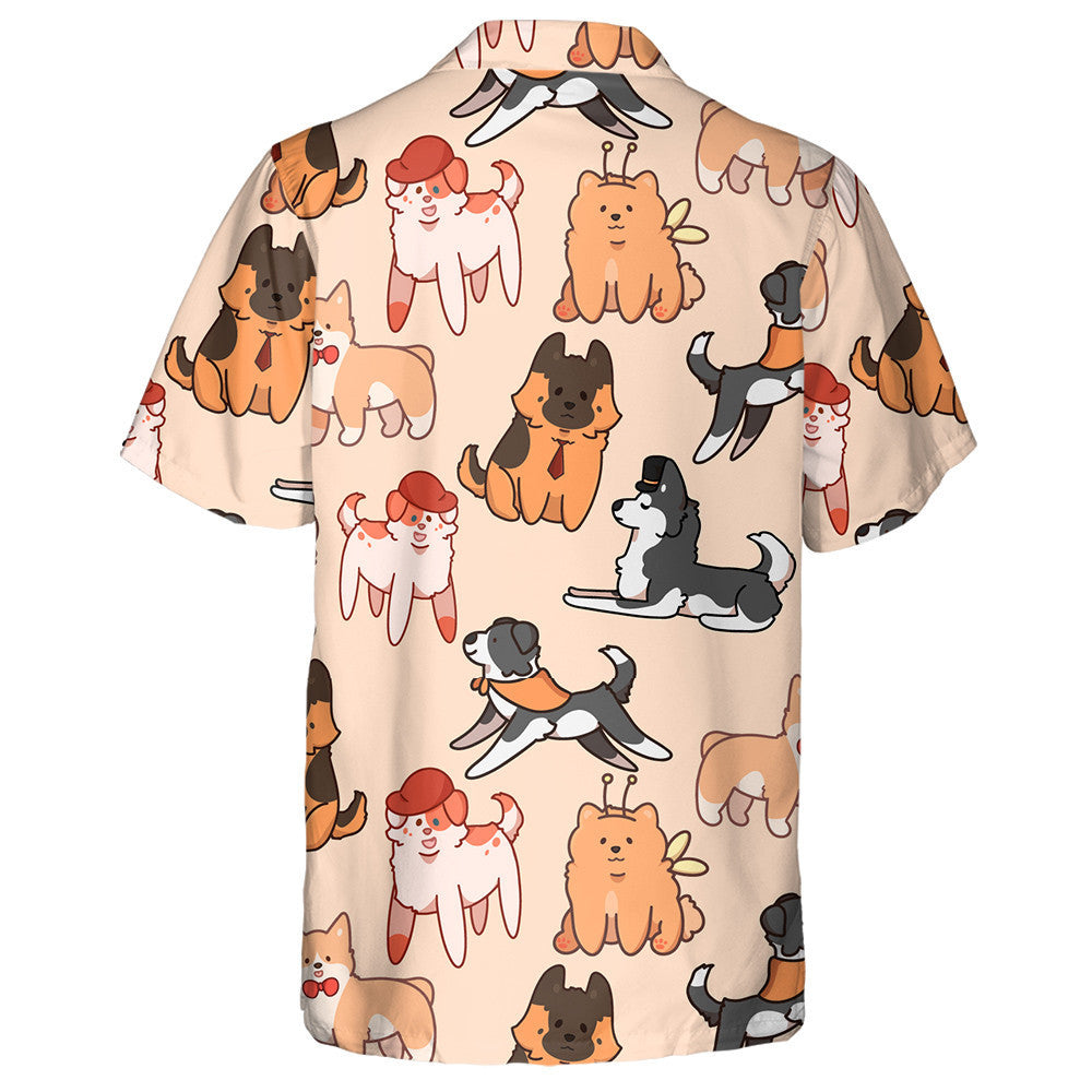 Funny Dogs In Costume In Cartoon Background Hawaiian Shirt, Hawaiian Shirt Gift, Christmas Gift