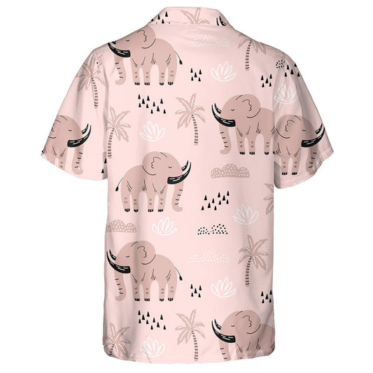 Sleeping Elephants With Palm Tree Rain And Cloud Hawaiian Shirt, Hawaiian Shirt Gift, Christmas Gift
