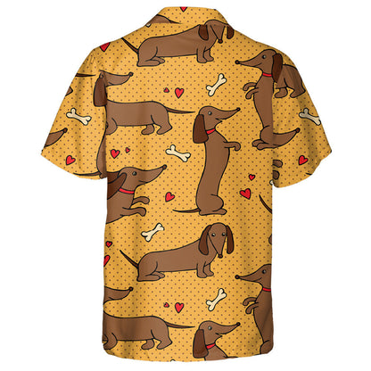 Funny Dachshunds Standing On The Yellow Dot Hawaiian Shirt, Hawaiian Shirt Gift, Christmas Gift