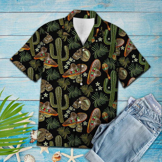 Western Hat Skull Love Cactus Pattern Hawaiian Shirt Shirt, Hwaiian For Gift