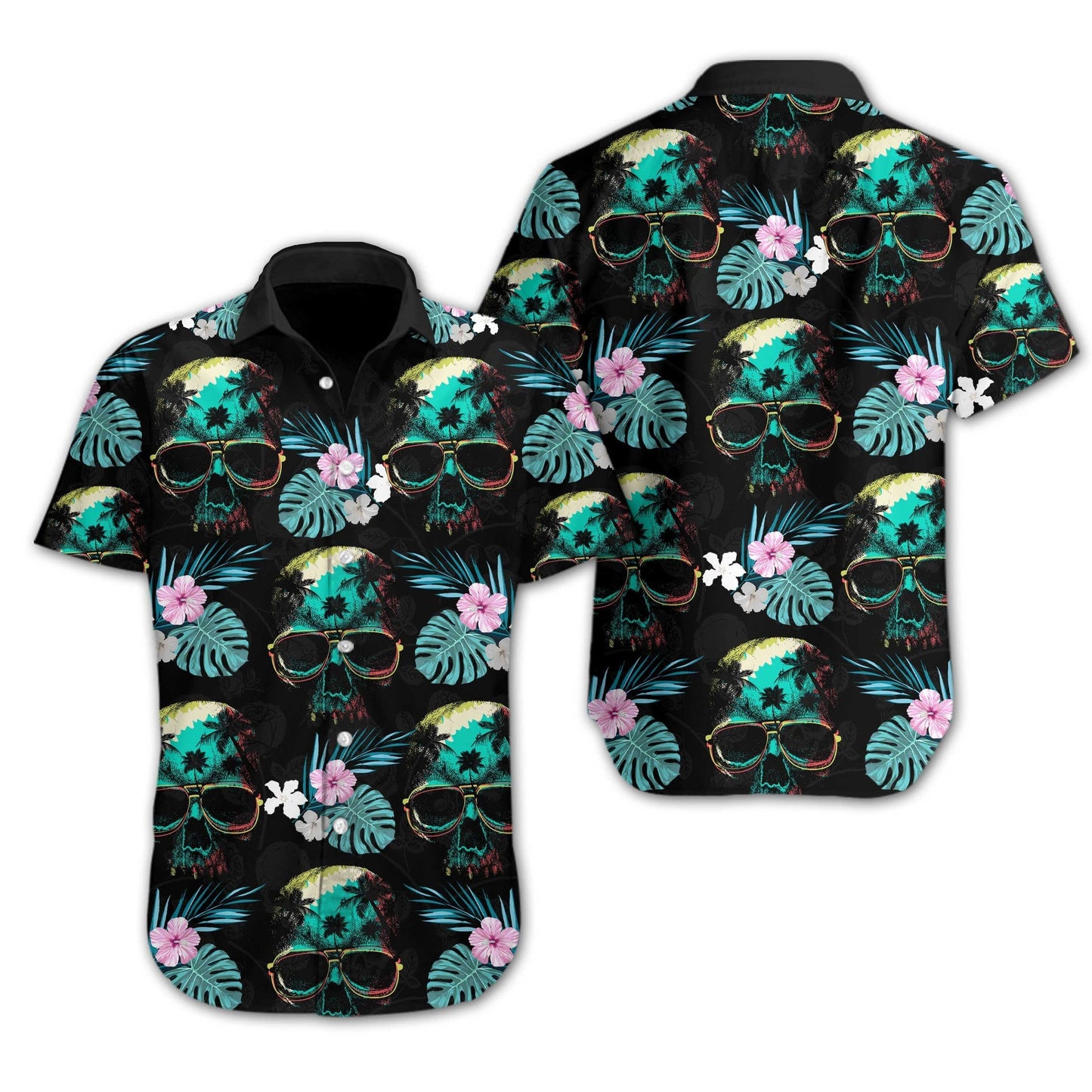 Into Darkness Skull Beach Design Hawaiian Shirt, Hawaiian For Gift