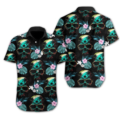 Into Darkness Skull Beach Design Hawaiian Shirt, Hawaiian For Gift