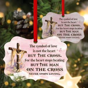 Adorable Cross Aluminium Ornament - The Symbol Of Love Is The Cross, Christmas Ornament Gift, Christmas Gift, Christmas Decoration