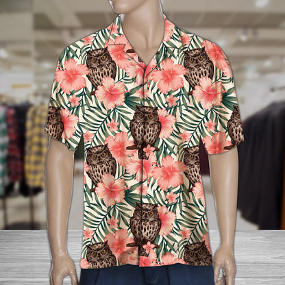 Owl Iontach Bí Owlsome Patrún Bláth Pink Tropical Léine Haváís, Bronntanas Léine Haváís, Bronntanas Nollag