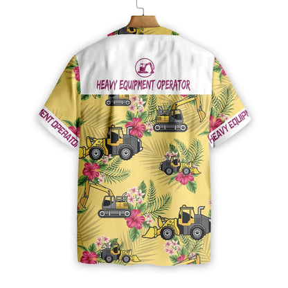 Heavy Equipment Operator On Yellow Background Design Hawaiian Shirt, Hawaiian Shirt Gift, Christmas Gift