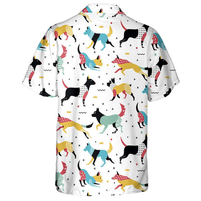 Simple Modern Dog With Geometric Shape Hawaiian Shirt,Hawaiian Shirt Gift, Christmas Gift