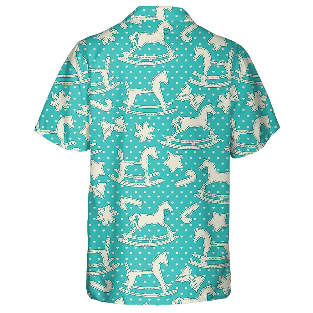Rocking Horse Gingerbread On Retro Background Hawaiian Shirt,Hawaiian Shirt Gift, Christmas Gift