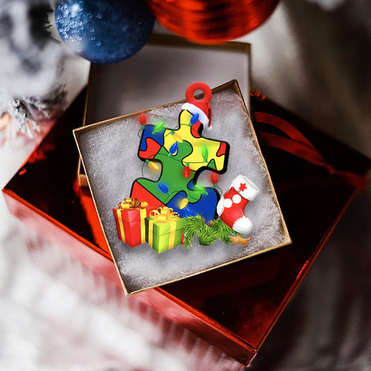 Autism Light Christmas Shape Ornament, Christmas Ornament Gift, Christmas Gift, Christmas Decoration