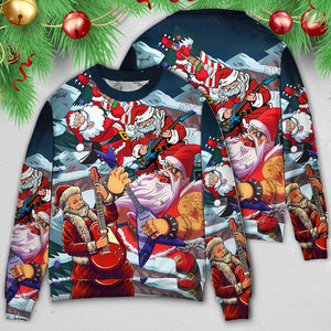 Christmas Santa With Electric Guitar Ugly Christmas Sweater, Christmas Gift, Gift Christmas 2024