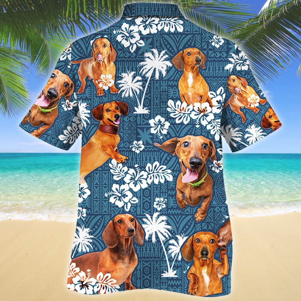 Lovers Madraí Aisteach Dachshund Patrún Gorm Treibhe Léine Haváís, Bronntanas Léine Haváís, Bronntanas Nollag