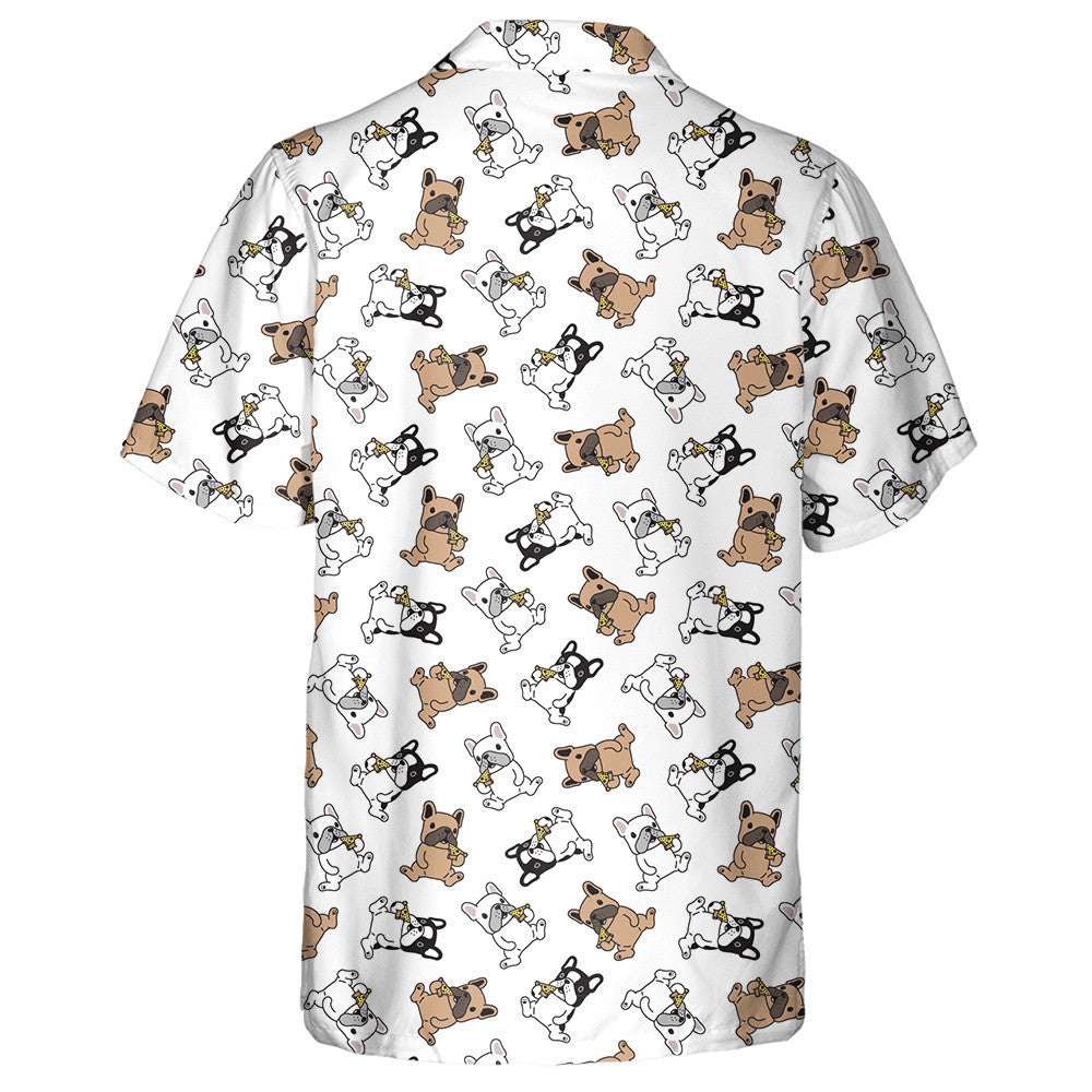 Cartoon Cute French Bulldog Pizza Eating Hawaiian Shirt, Hawaiian Shirt Gift, Christmas Gift