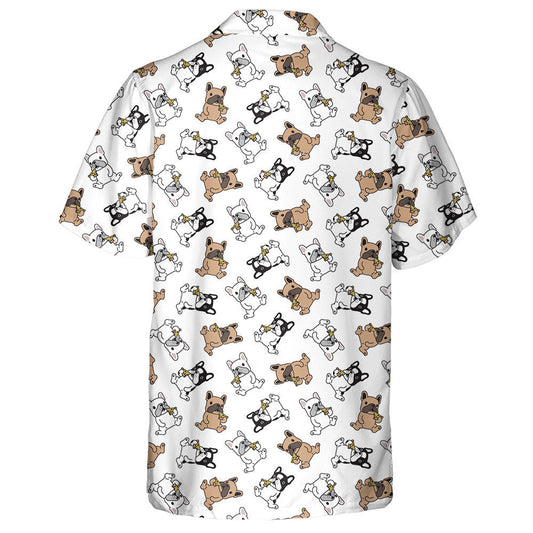 Cartoon Cute French Bulldog Pizza Eating Hawaiian Shirt, Hawaiian Shirt Gift, Christmas Gift