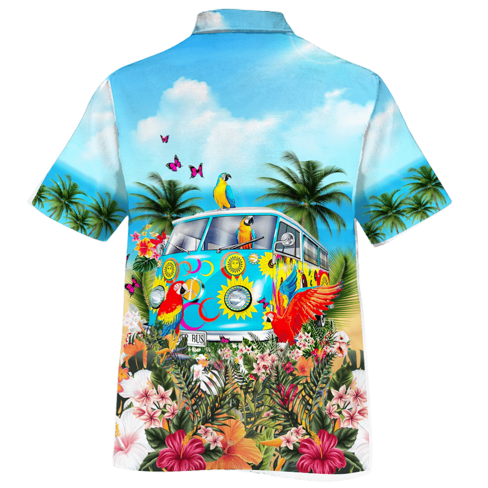 Parrot Traveling On The Beach Design Hawaiian Shirt,Hawaiian Shirt Gift, Christmas Gift