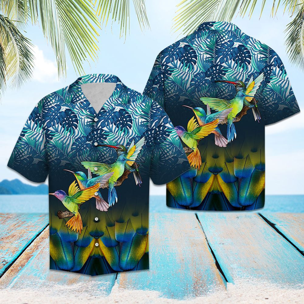 Duilleoga Gorma Hummingbird Colorful I nDearadh Foraoise Léine Haváís, Bronntanas Léine Haváíais, Bronntanas Nollag