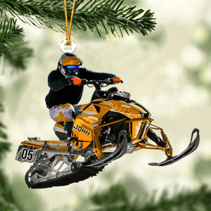 Personalized Snowmobile Rider Jumping Through Snow Christmas Ornament, Snowmobile Flat Acrylic Ornament,Christmas Gift,Christmas Decoration