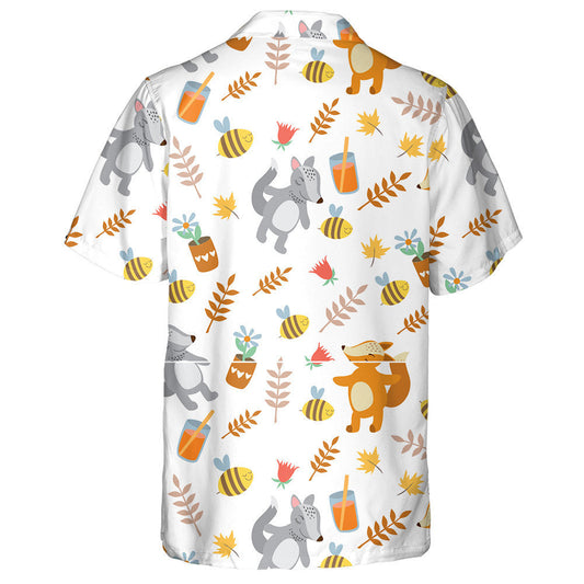 The Fox And The Wolf Leaves Plants And Bees Hawaiian Shirt, Hawaiian Shirt Gift, Christmas Gift