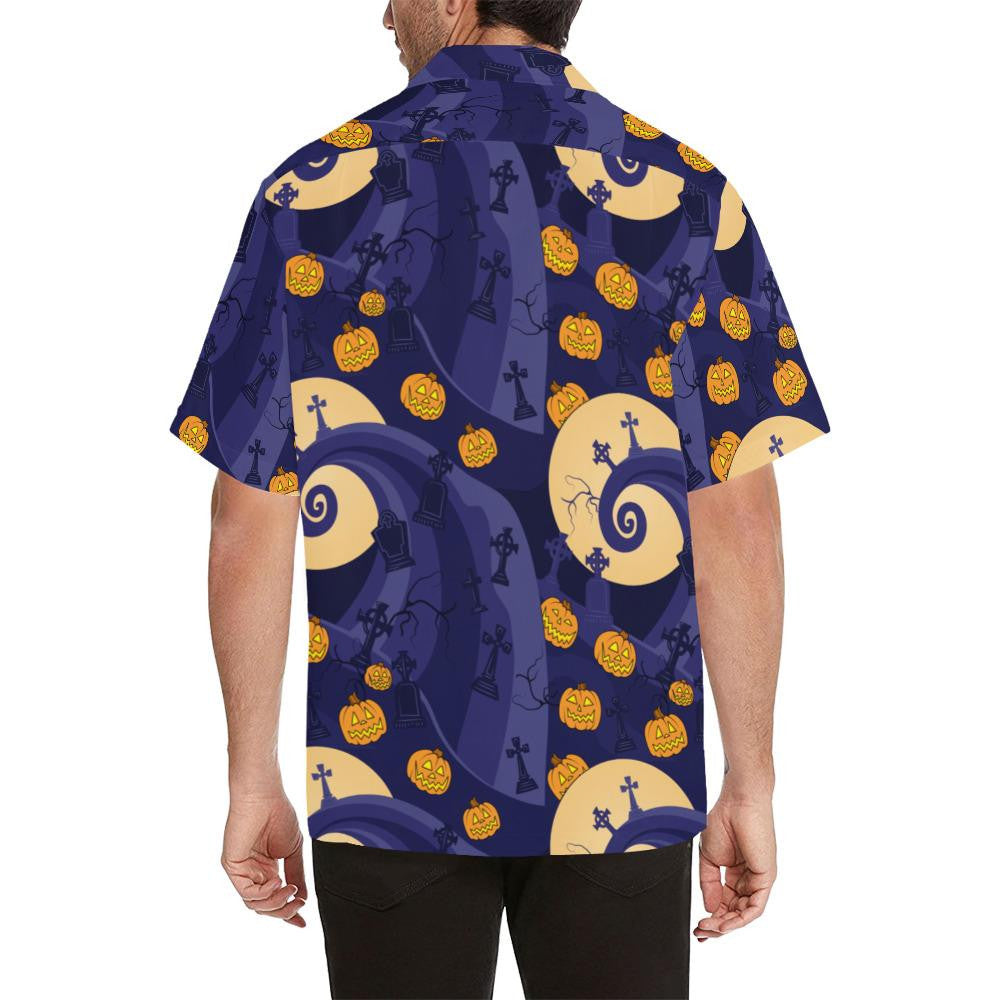 Happy Halloween Cute Jack's Hill Pattern Hawaiian Shirt, Hawaiian Shirt Gift, Christmas Gift