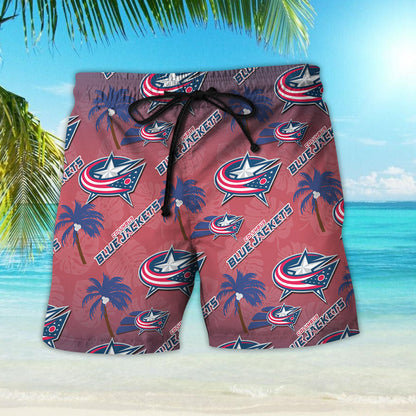 Columbus Blue Jackets Ice Hockey Team Aloha Shirt Hawaiian Aloha Shirt Hawaiian Shorts Beach Short Shirt, Hwaiian For Gift