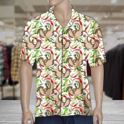 Messy Chili Peppers And Otter Pattern Hawaiian Shirt,Hawaiian Shirt Gift, Christmas Gift
