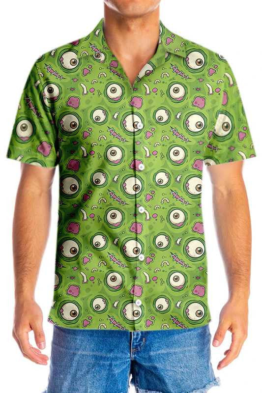 Cúlra Buí Glas Cúlra Creepy Oíche Shamhna Craiceann Zombie Léine Haváís, Bronntanas Léine Haváís, Bronntanas Nollag