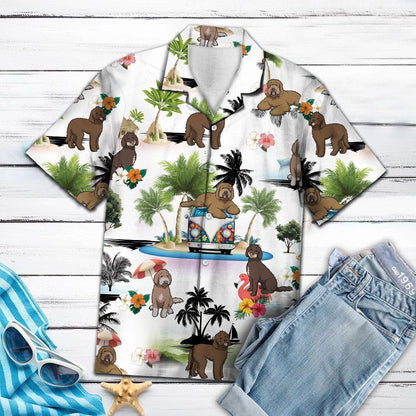 Cartoon Funny Labradoodle Enjoy The Vacation Aloha Hawaiian Shirt, Hawaiian Shirt Gift, Christmas Gift