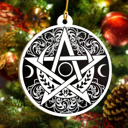 Celtic Pentacle Triple Moon Witch Wicca Ornament, Happy Christmas Ornament, Christmas Gift, Christmas Decoration