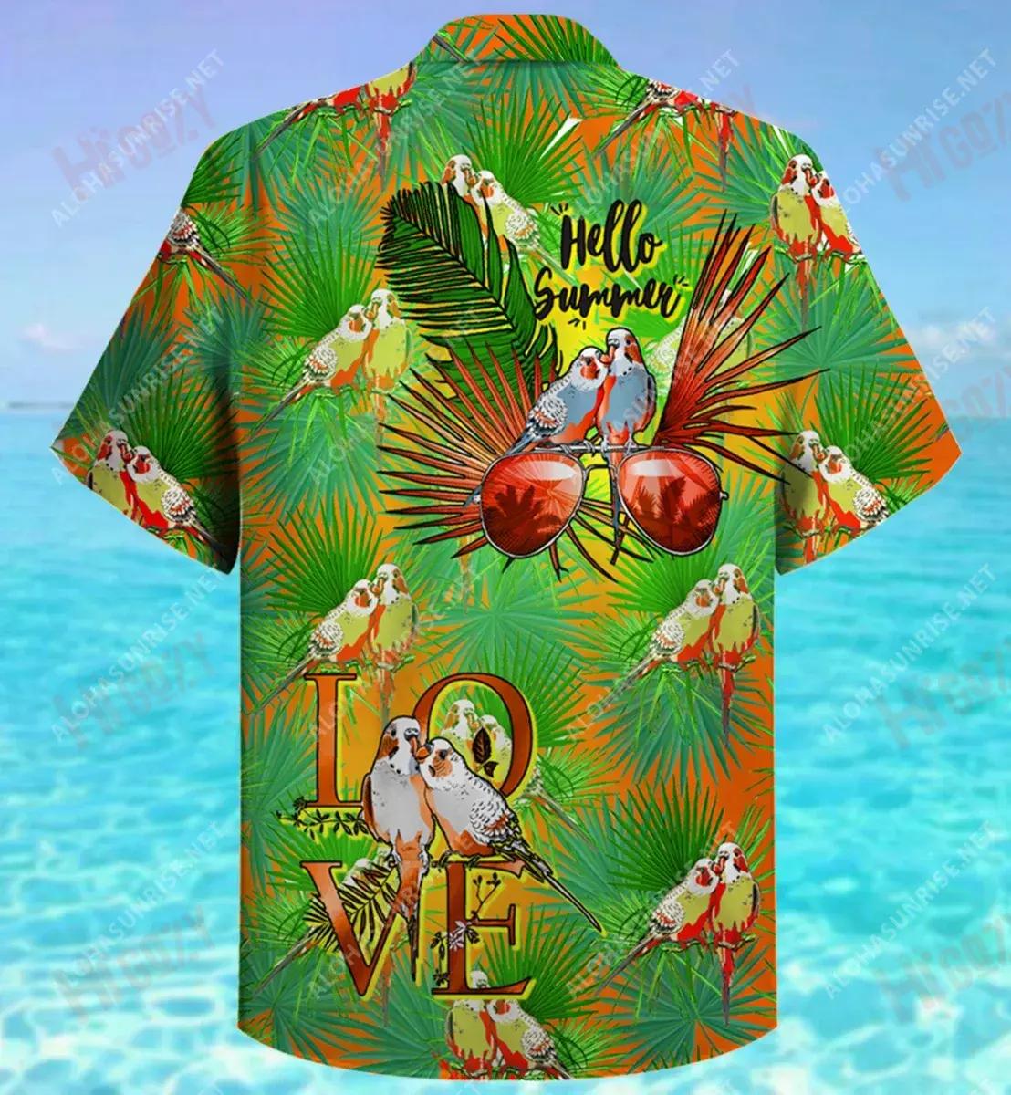 Lánúin Parrot Teochriosach Léine Gearr Haváís Léinte Trópaiceacha Samhraidh Léinte haváíais Oirbheartaíochta Léinte haváíais do Mhná, Bronntanais Léine haváíais, Bronntanas Nollag