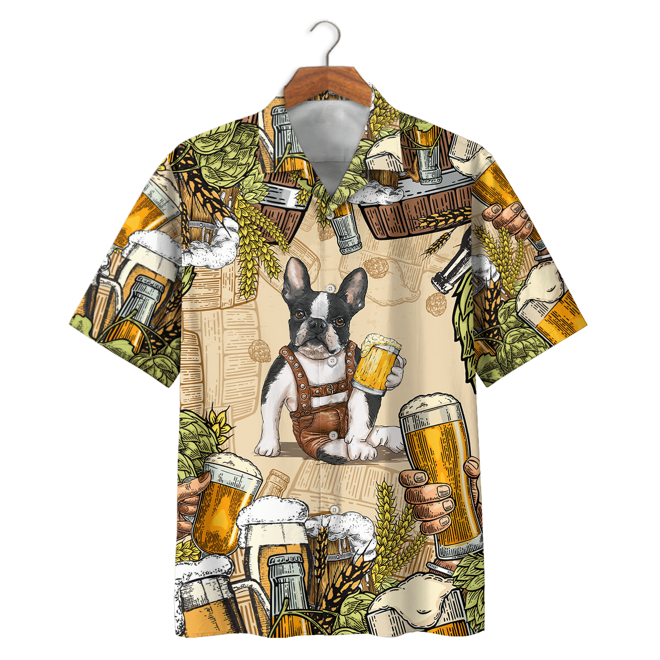 Boston Terrier Dog & Beer Design Hawaiian Shirt, Hawaiian For Gift