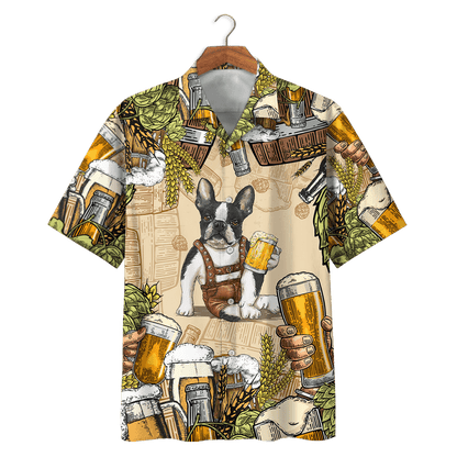 Boston Terrier Dog & Beer Design Hawaiian Shirt, Hawaiian For Gift