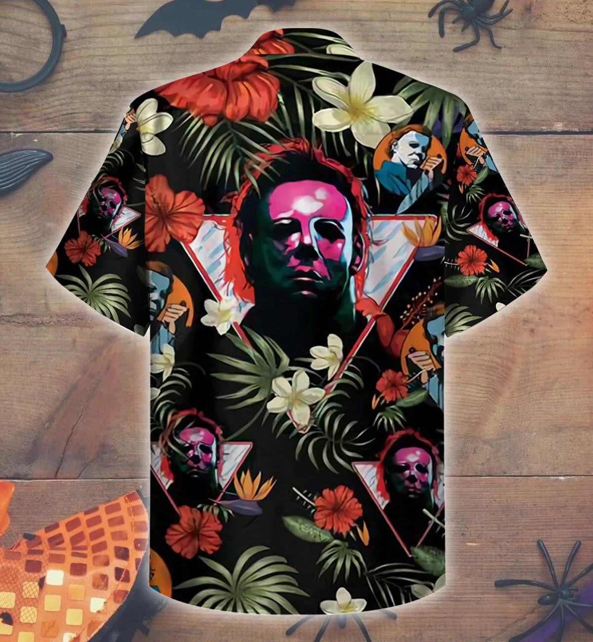 Horror Skull Geometry With Tropical Plants Hawaiian Shirt, Hawaiian For Gift