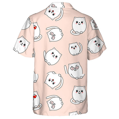 Cute Cat Different Emotion On Pink Background Hawaiian Shirt, Hawaiian Shirt Gift, Christmas Gift