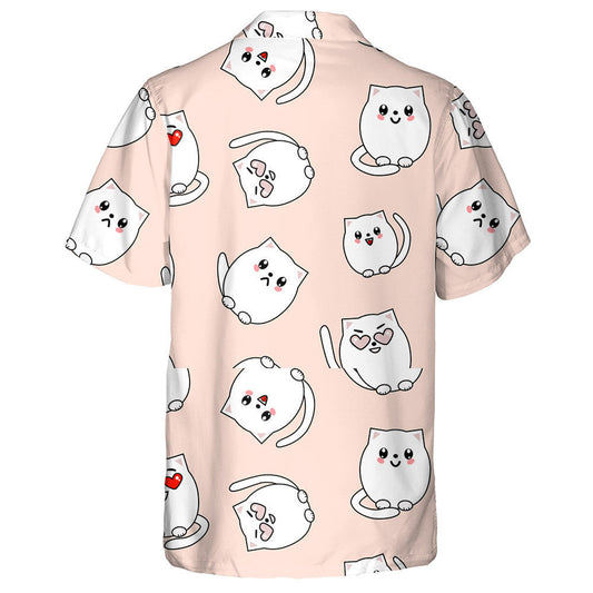 Cute Cat Different Emotion On Pink Background Hawaiian Shirt, Hawaiian Shirt Gift, Christmas Gift