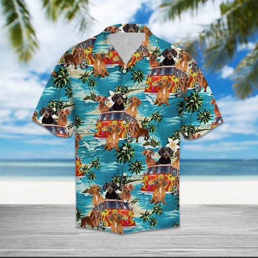 Relax Time Dachshund Hippie Summer Vacation Pattern Hawaiian Shirt, Hawaiian Shirt Gift, Christmas Gift